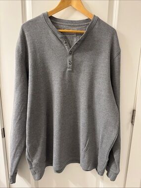 Eddie Bauer Gray XL Waffle Henley Long Sleeve Outdoor Casual Shirt